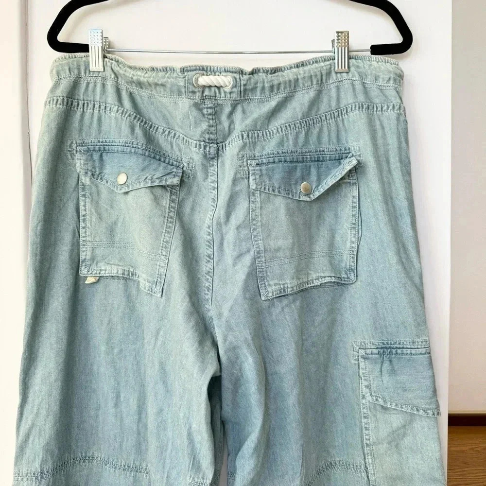 NWT Free People South Bay Wide-Leg Drawstring Jeans Blue XL - Picture 16 of 17